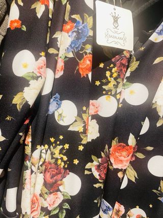 Vestido Flamenca Negro Estampado Flores Talla 48