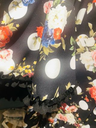 Vestido Flamenca Negro Estampado Flores Talla 48