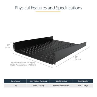 Bandeja Rack 2U 19" Ventilada 56 cm Negra