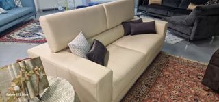 Divano 3 posti pelle Dalton col.crema