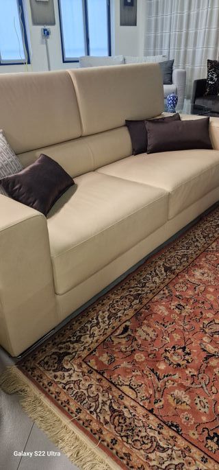 Divano 3 posti pelle Dalton col.crema