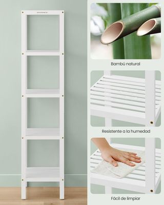 Estantería Baño Bambú 5 Niveles 33×33×146 SONGMICS BCB055W01