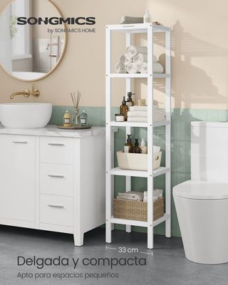Estantería Baño Bambú 5 Niveles 33×33×146 SONGMICS BCB055W01