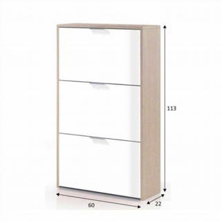 Zapatero 3 Trampones. Blanco Brillo y Roble