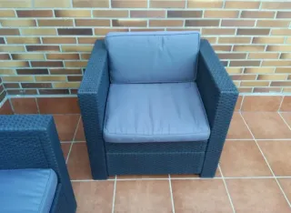 Sofá y sillón ratán sintético antracita