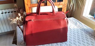 Bolso cartera piel rojo mujer.