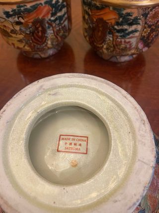 Juego Jarrones Chinos Satsuma Porcelana