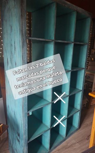 Estantería Librería Madera Azul Teal