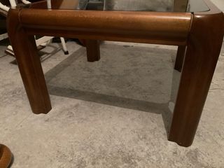 Mesita auxiliar madera y cristal