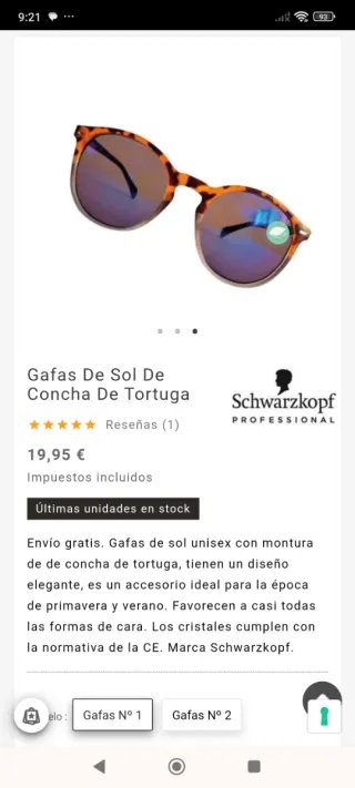 Gafas de sol UV 400 Cat. 3 Schwarzkopf