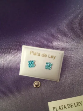 Pendientes Bebé Plata Ositos Azules