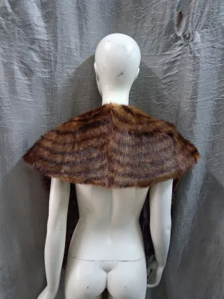 Stola scialle vera pelle marrone.cm 168