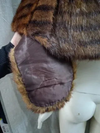 Stola scialle vera pelle marrone.cm 168