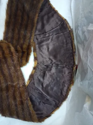 Stola scialle vera pelle marrone.cm 168