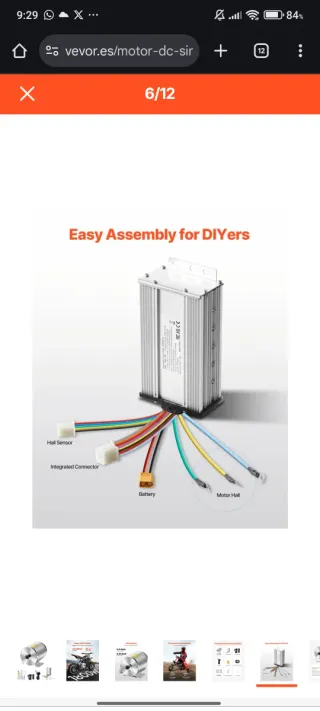 Kit Motor VEVOR 48V 1800W + Controlador