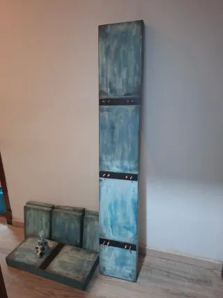Estantería Librería Pintura Tiza Azul Teal