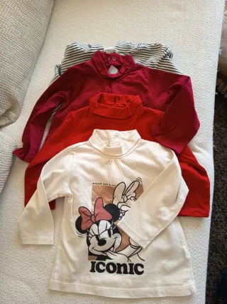 Lote 3 camisetas niña cuello alto y un vestido