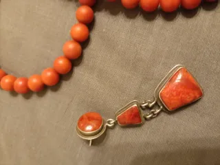 Conjunto de joyería coral y plata