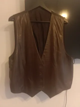 Chaleco de Piel Genuina Marrón