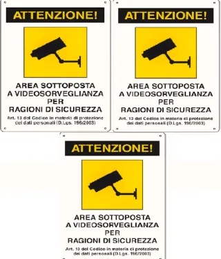 3 Cartelli Area Videosorveglianza Sicurezza