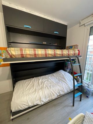 Litera Abatible Doble con colchones y dos vayas