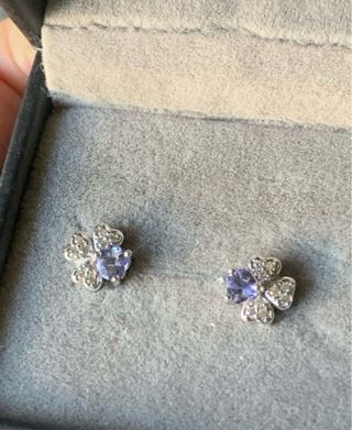 Pendientes Plata Tanzanita Corazón