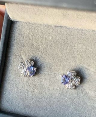 Pendientes Plata Tanzanita Corazón