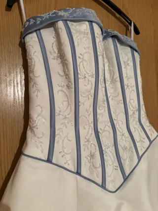 Vestido de Novia Blanco y Azul