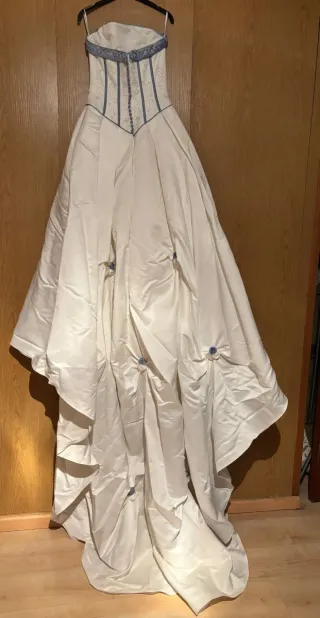 Vestido de Novia Blanco y Azul