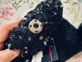 Cappello Basile Donna Paillettes Nero Ponpon