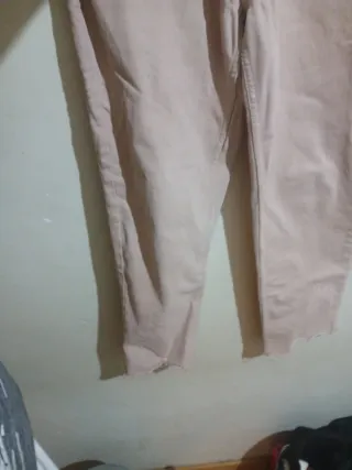 Pantalones campana beige/rosa