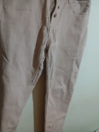 Pantalones campana beige/rosa