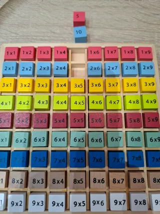 Tabla de multiplicar de madera