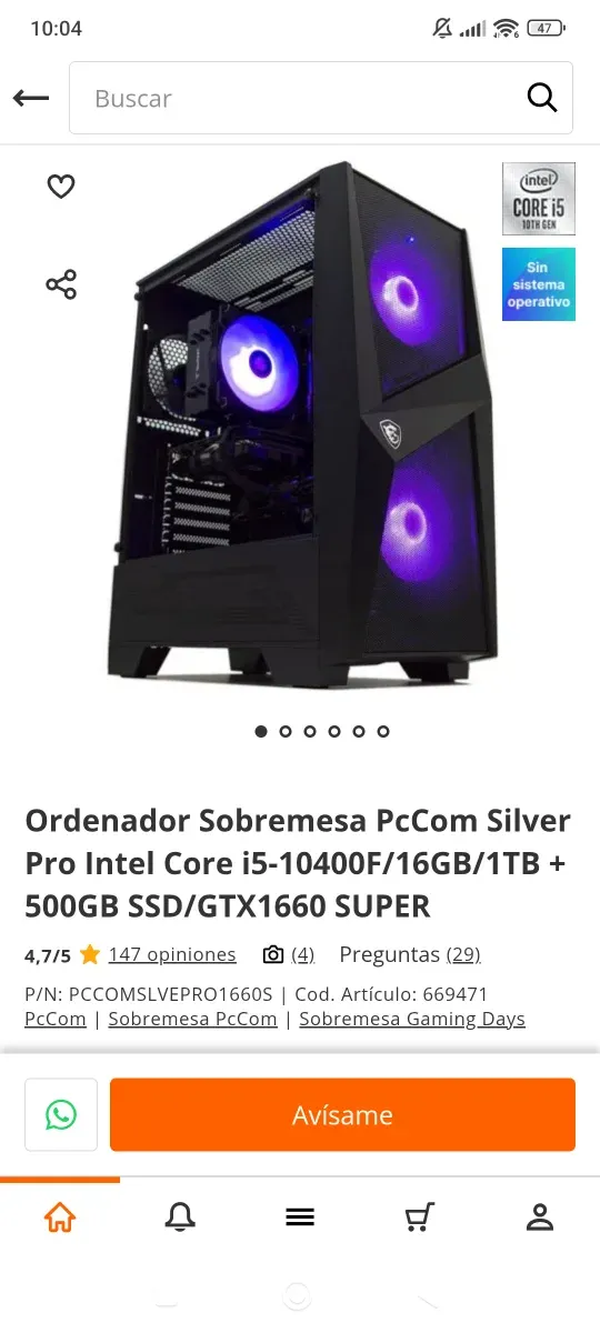 PC GAIMING-PcCom Silver Pro PRECIO NEGOCIABLE!