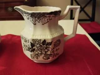 Juego de té inglés porcelana blanco y negro