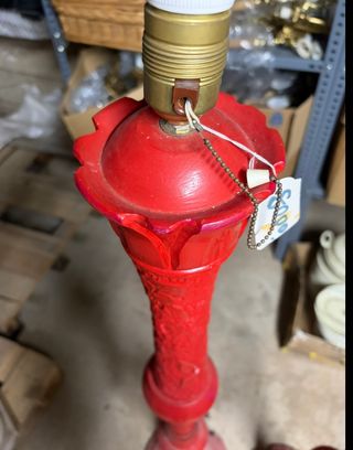 Set di due lampade da terra vintage rosse da 1,5 m