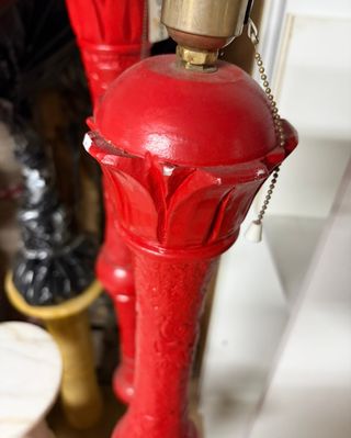 Set di due lampade da terra vintage rosse da 1,5 m