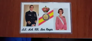 Tarjeta con moneda de los Reyes de España