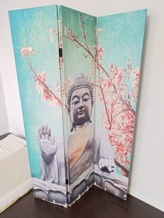 Biombo decorativo Buda y flores