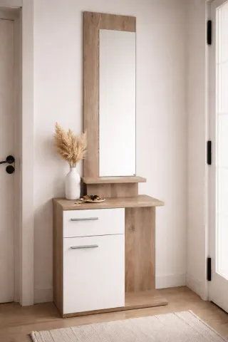 Recibidor moderno madera y blanco