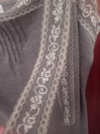 Camisón gris tirantes con encaje