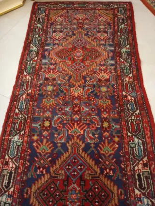 Tappeto Persiano 285x80 cm Blu Rosso