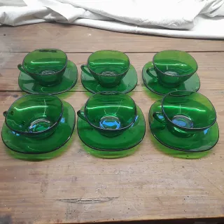 Juego 6 Tazas y Platos Vereco Verde