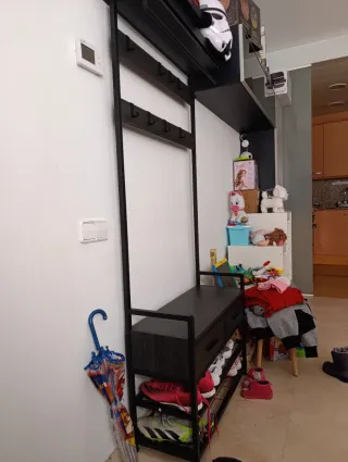 Mueble Perchero Zapatero Negro