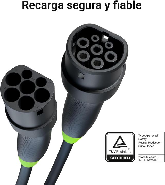 Cable de Carga Tipo 2 a Tipo 2 | 11 kW | 7 metros