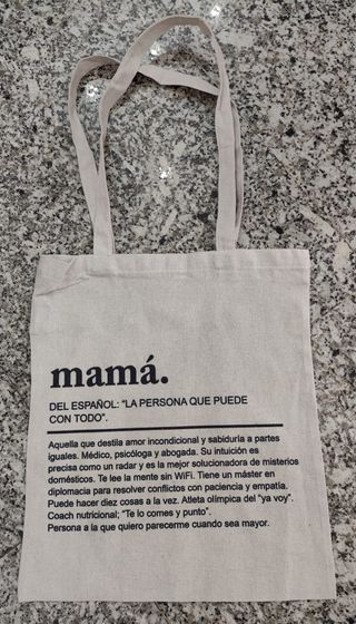 Bolsa de tela Mamá con frase inspiradora