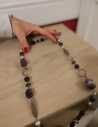Collana donna viola e argento