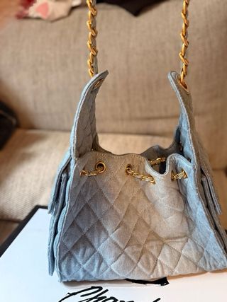 Bolso Chanel 25 Denim Azul Dorado