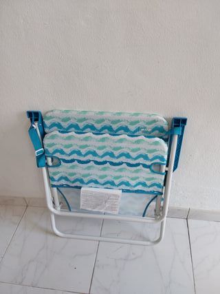 AKTIVE Silla de Playa Plegable con Respaldo bajo, Bolsillo Trasero y asa de Transporte, Estructura Acero, Tejido poliéster, Esta