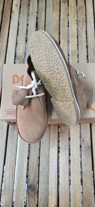 Botas de piel serraje beige